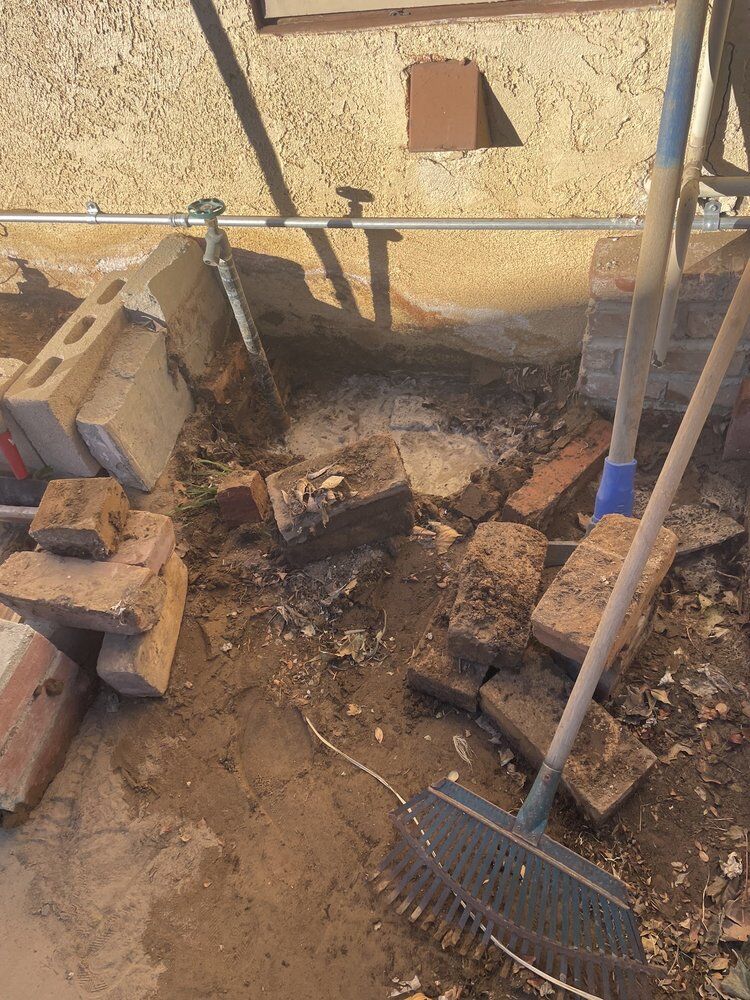 Supply line uncovered at a slab edge